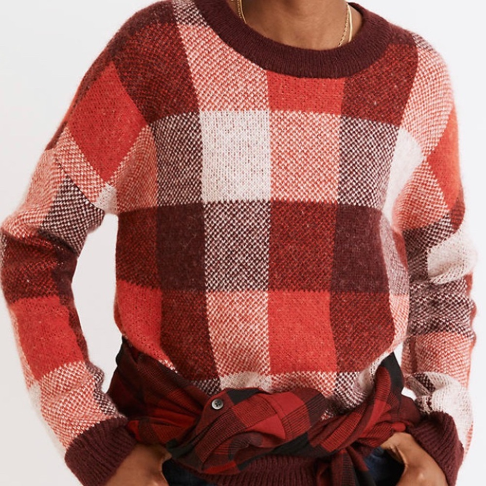 NWT Madewell Oversized Plaid Cozy Sweater Small